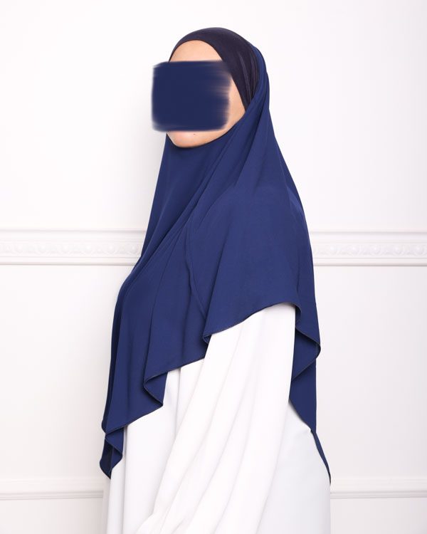 Khimar court en crêpe pointu khimar triangle khimar pas cher mon hijab pas cher bleu marine
